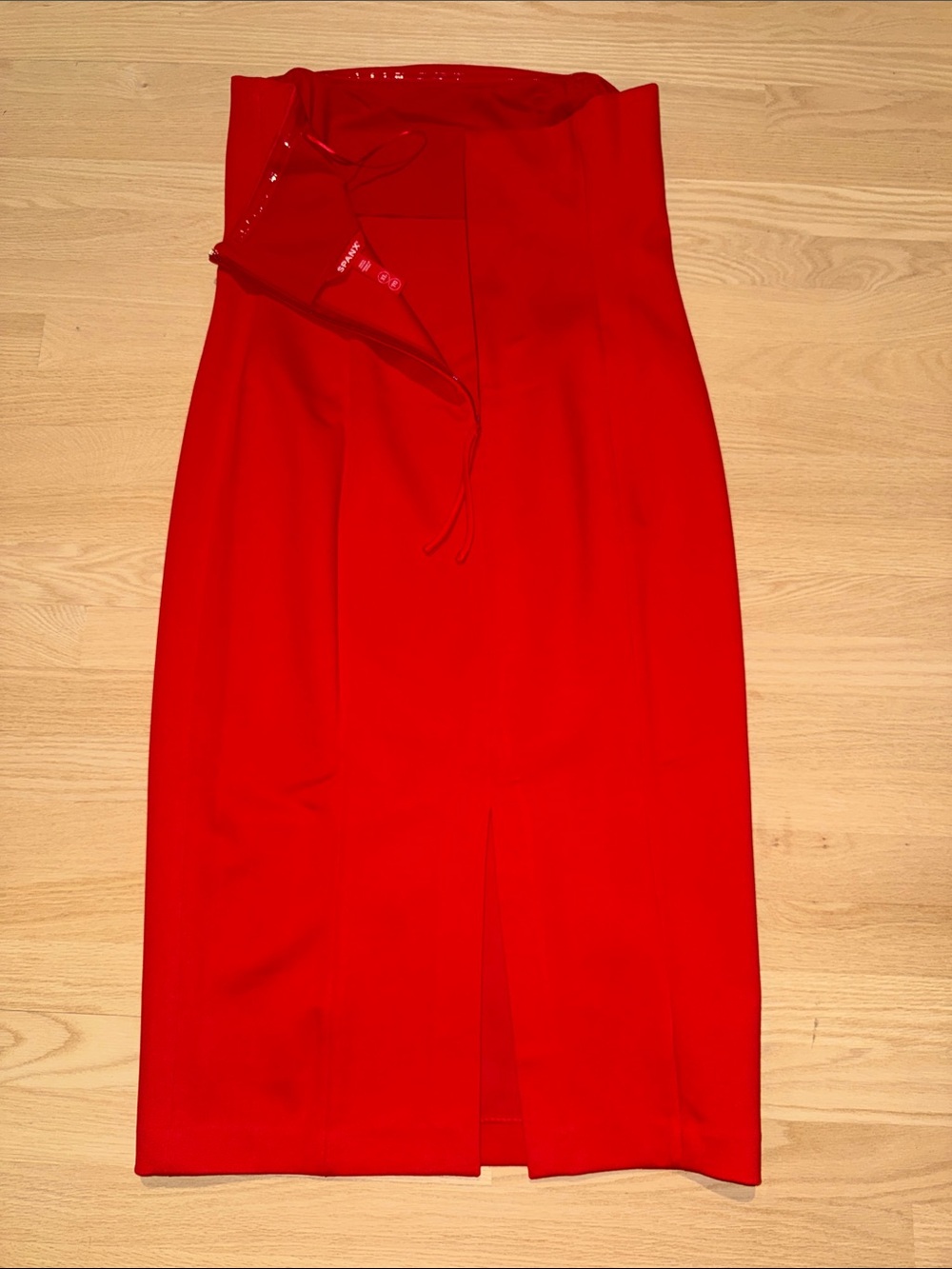 SPANX Red Strapless Pencil Midi dress Sz XL 14-16 - Picture 12 of 12